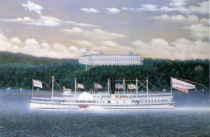 James Bard Daniel Drew, Hudson River steamboat built 1861, oil on canvas painting by James Bard. At the time this painting was made, this vessel was no longer ow Spain oil painting art